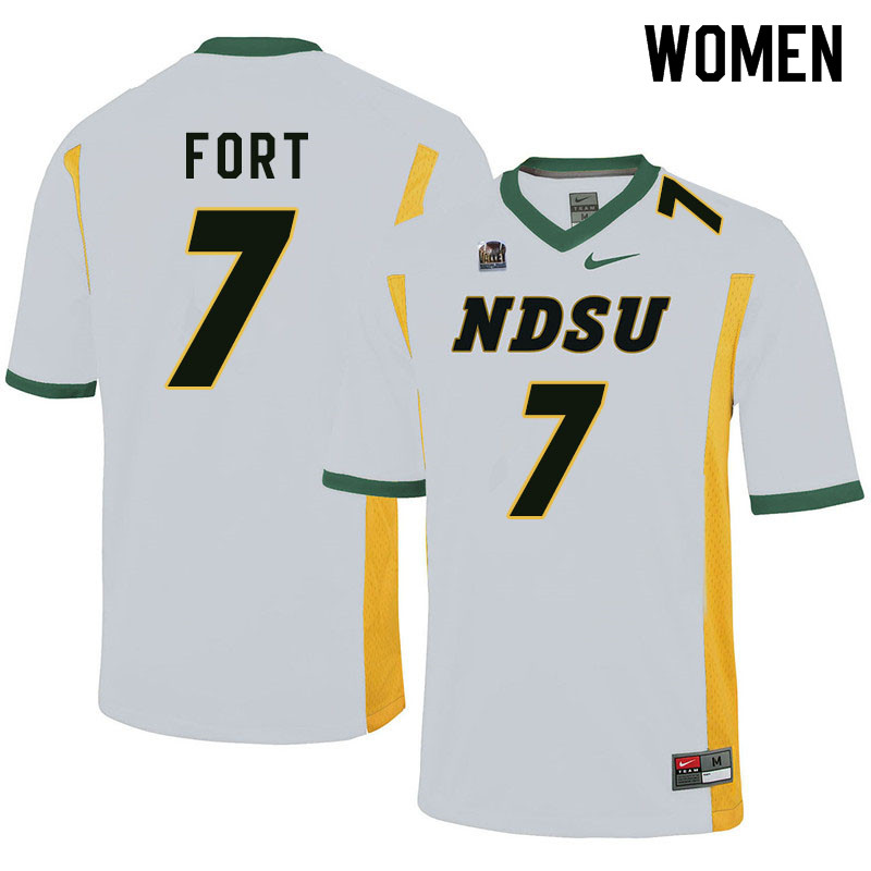 Women #7 Tre Fort North Dakota State Bison College Football Jerseys Sale-White - Click Image to Close